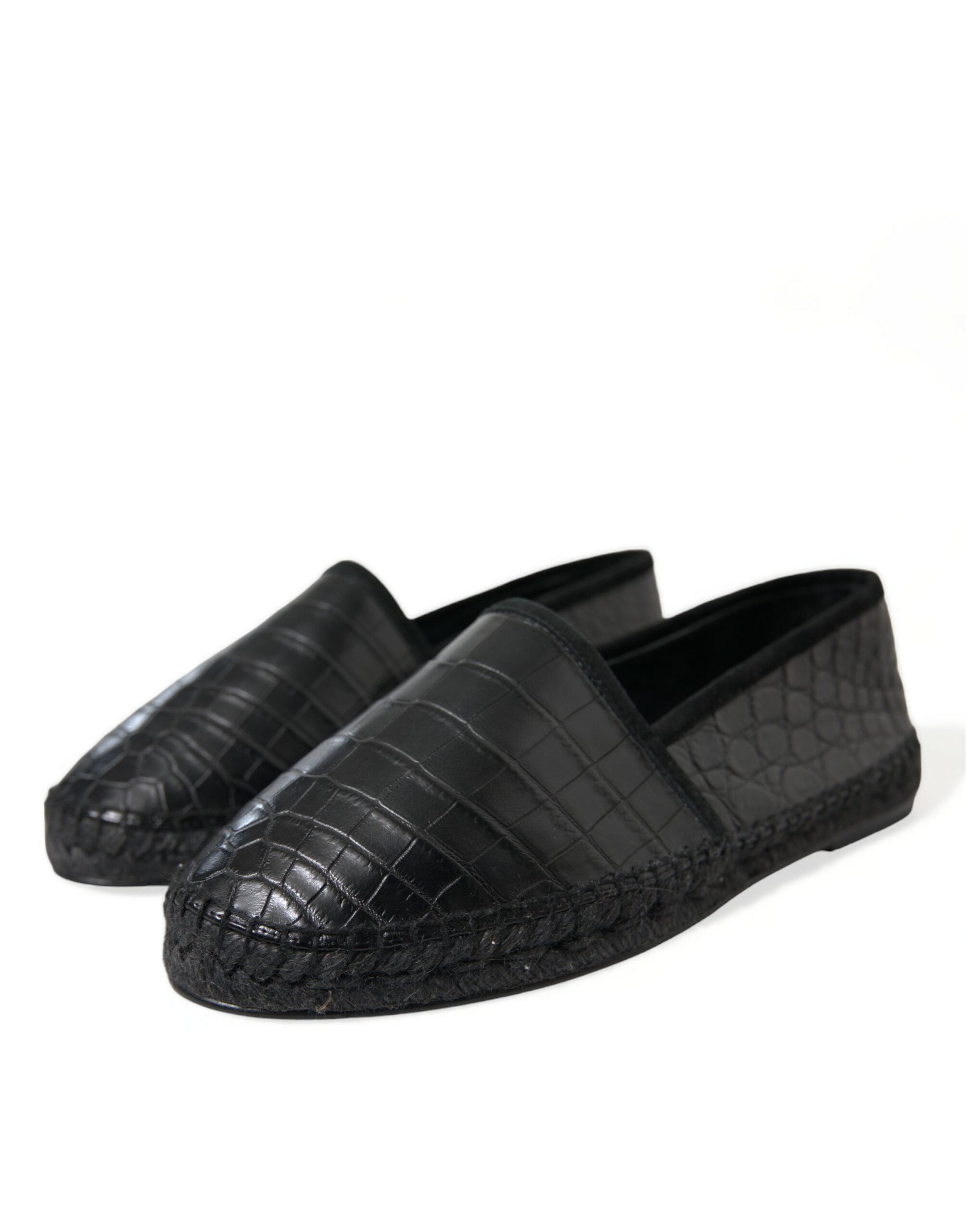 Dolce & Gabbana Black Exotic Leather Espadrilles Slip On Shoes -   -  Dolce & Gabbana. Dolce & Gabbana Black Exotic Leather Espadrilles Slip On Shoes -   -  Dolce & Gabbana.