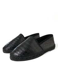 Dolce & Gabbana Black Exotic Leather Espadrilles Slip On Shoes -   -  Dolce & Gabbana.