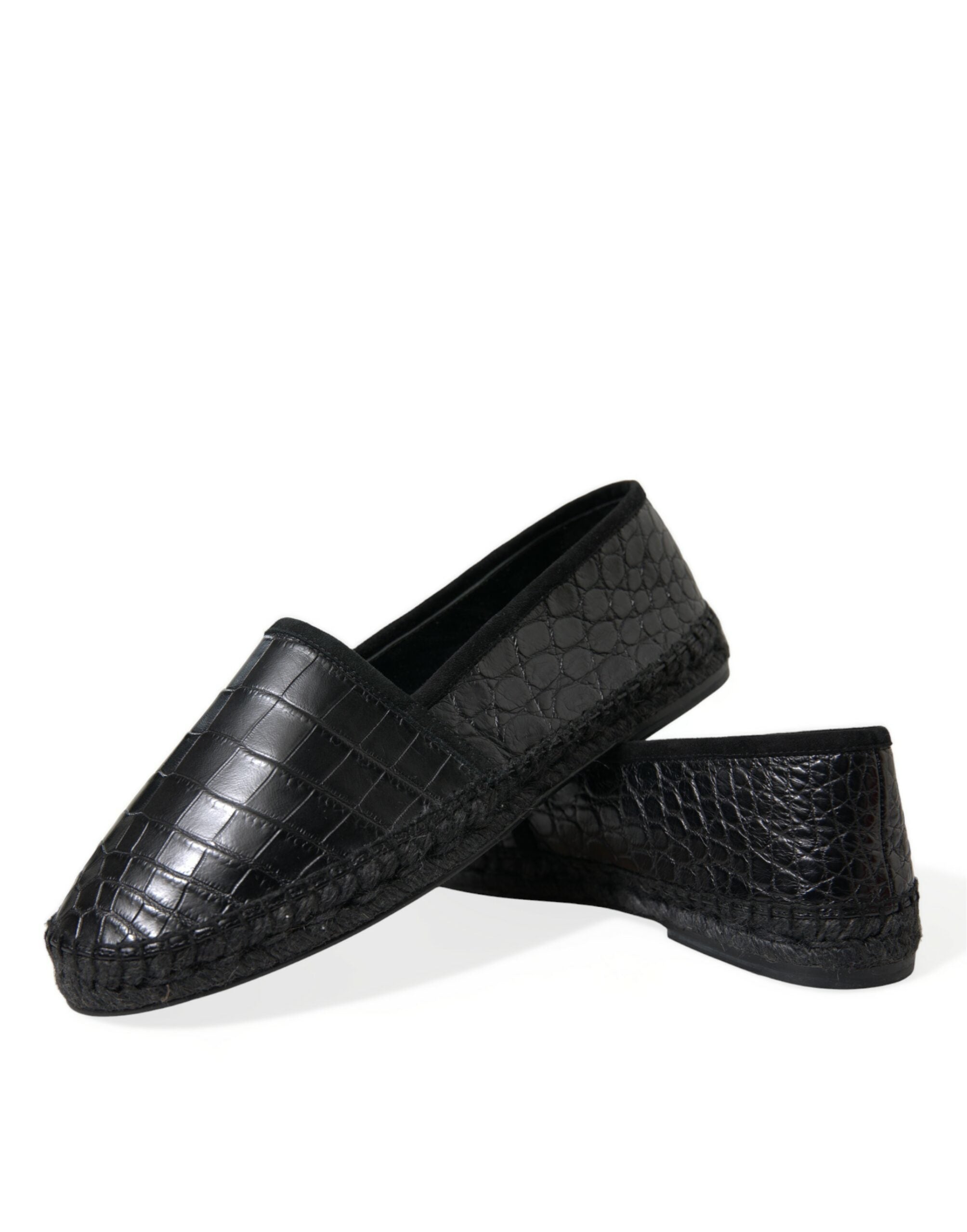 Dolce & Gabbana Black Exotic Leather Espadrilles Slip On Shoes -   -  Dolce & Gabbana. Dolce & Gabbana Black Exotic Leather Espadrilles Slip On Shoes -   -  Dolce & Gabbana.