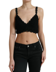 Dolce & Gabbana Black Cotton Bustier Cropped Crochet Tank Top -   -  Dolce & Gabbana.