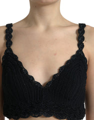 Dolce & Gabbana Black Cotton Bustier Cropped Crochet Tank Top -   -  Dolce & Gabbana.