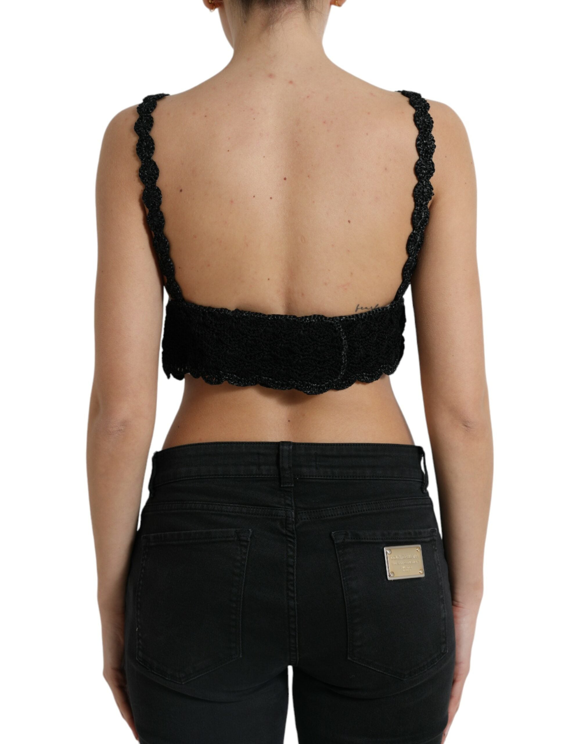 Dolce & Gabbana Black Cotton Bustier Cropped Crochet Tank Top -   -  Dolce & Gabbana. Dolce & Gabbana Black Cotton Bustier Cropped Crochet Tank Top -   -  Dolce & Gabbana.