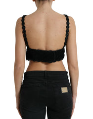 Dolce & Gabbana Black Cotton Bustier Cropped Crochet Tank Top -   -  Dolce & Gabbana.