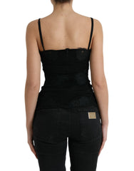 Dolce & Gabbana Black Silk Stretch Lace Sleeveless Tank Top -   -  Dolce & Gabbana.