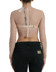 Dolce & Gabbana Beige Nylon Floral Lace Bustier Cropped Top -   -  Dolce & Gabbana.