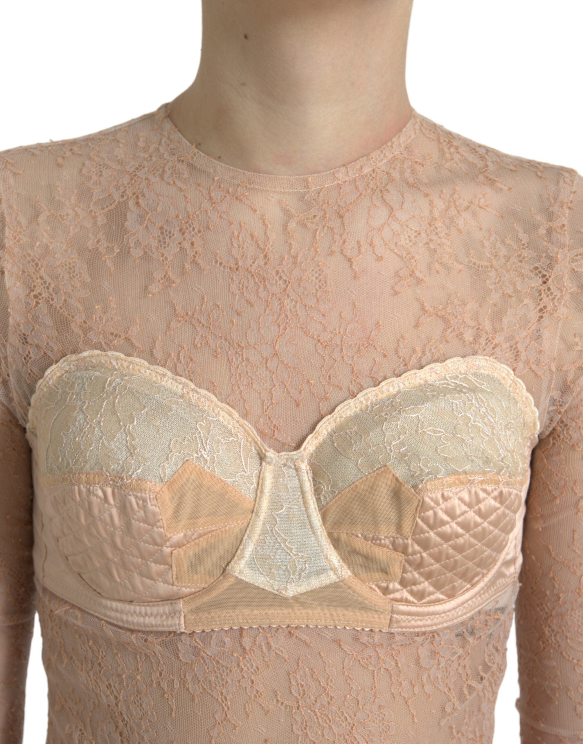 Dolce & Gabbana Beige Nylon Floral Lace Bustier Cropped Top -   -  Dolce & Gabbana. Dolce & Gabbana Beige Nylon Floral Lace Bustier Cropped Top -   -  Dolce & Gabbana.
