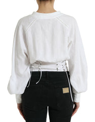 Dolce & Gabbana White Cotton Corset Cropped Long Sleeves Topclothing -   -  Dolce & Gabbana.