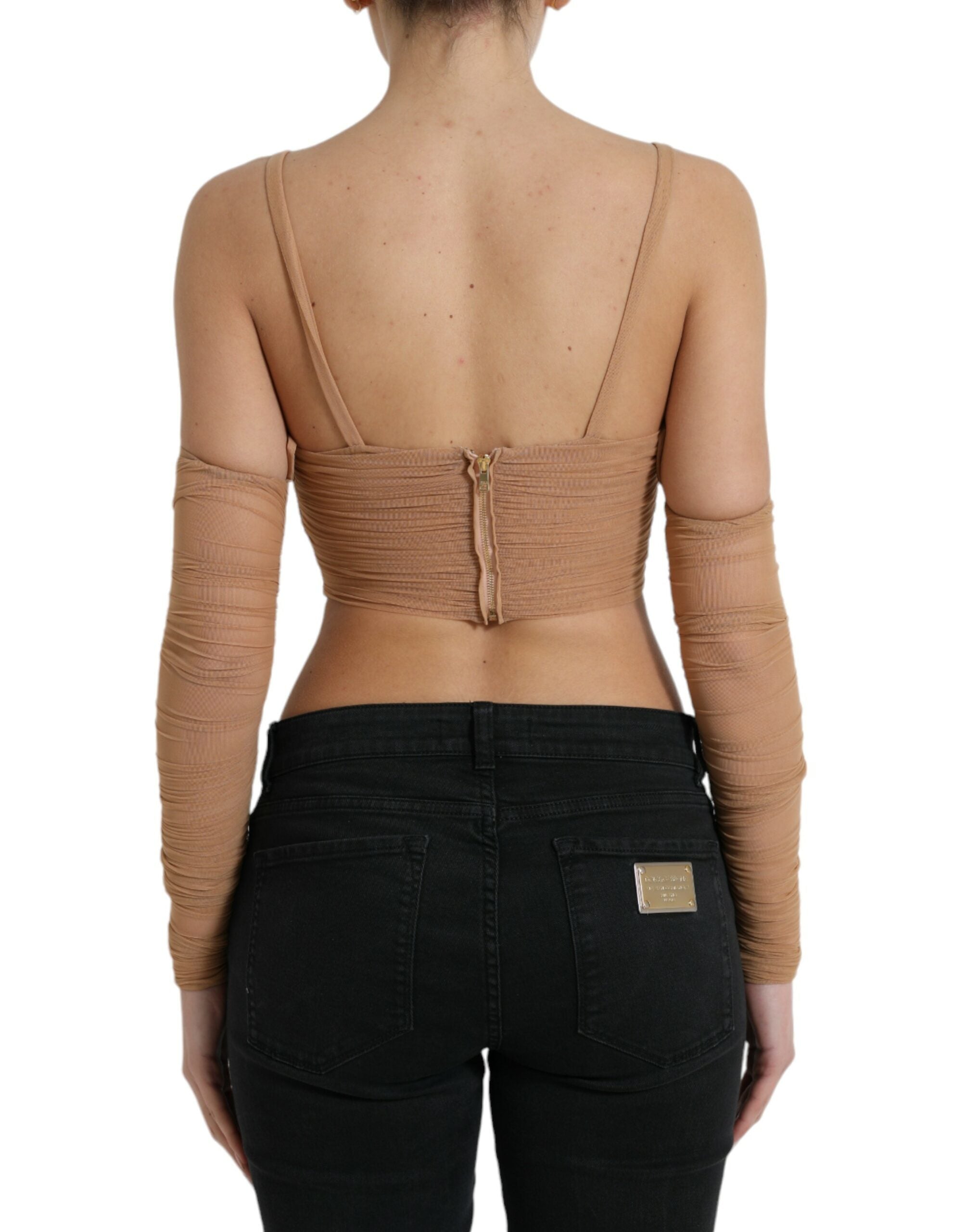 Dolce & Gabbana Brown Nylon Stretch Open Shoulder Cropped Top -   -  Dolce & Gabbana. Dolce & Gabbana Brown Nylon Stretch Open Shoulder Cropped Top -   -  Dolce & Gabbana.