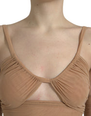 Dolce & Gabbana Brown Nylon Stretch Open Shoulder Cropped Top -   -  Dolce & Gabbana.