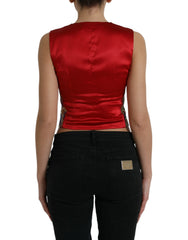 Dolce & Gabbana Multicolor Jacquard Button Waistcoat Vest Top -   -  Dolce & Gabbana.