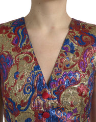 Dolce & Gabbana Multicolor Jacquard Button Waistcoat Vest Top -   -  Dolce & Gabbana.