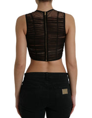 Dolce & Gabbana Brown Embellished Nylon Stretch Cropped Top -   -  Dolce & Gabbana.