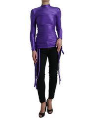 Dolce & Gabbana Purple Nylon Stretch Slim Long Sleeves Top -   -  Dolce & Gabbana.