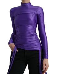 Dolce & Gabbana Purple Nylon Stretch Slim Long Sleeves Top -   -  Dolce & Gabbana.
