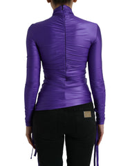 Dolce & Gabbana Purple Nylon Stretch Slim Long Sleeves Top -   -  Dolce & Gabbana.