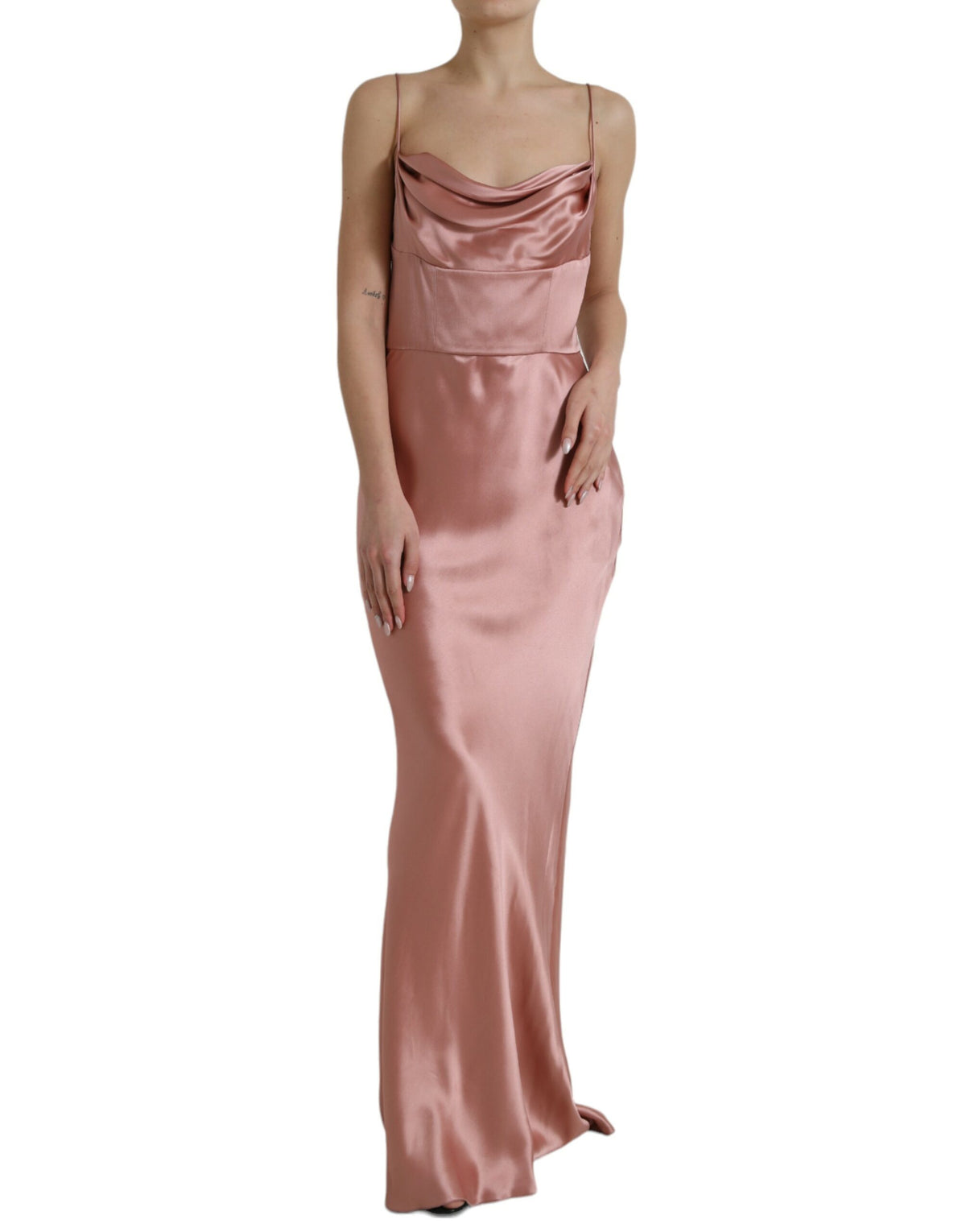 Dolce & Gabbana Pink Silk Spaghetti Straps Long Gown Dress -   -  Dolce & Gabbana.