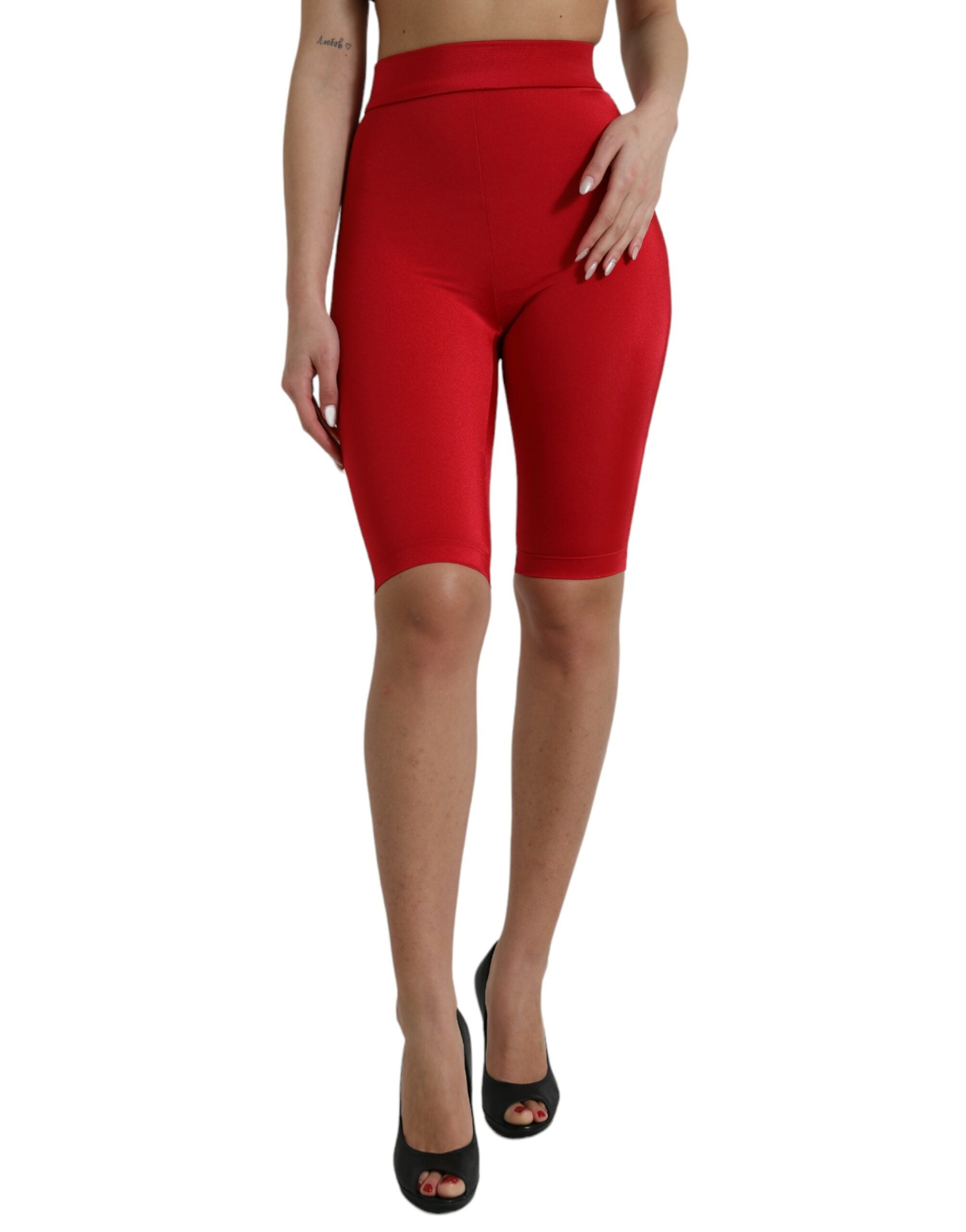Dolce & Gabbana Red Stretch High Waist Cropped Leggings Pants -   -  Dolce & Gabbana. Dolce & Gabbana Red Stretch High Waist Cropped Leggings Pants -   -  Dolce & Gabbana.