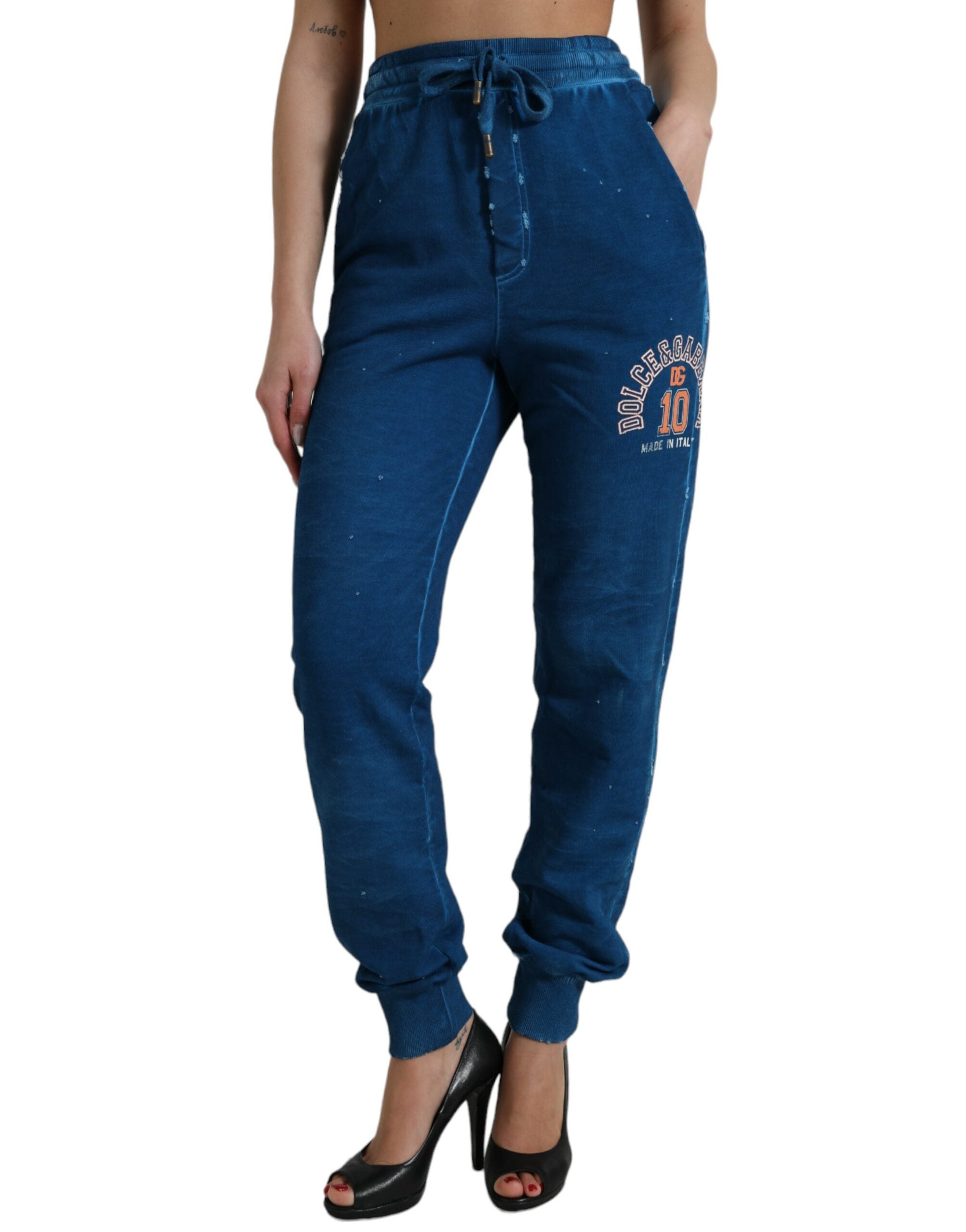 Dolce & Gabbana Blue Logo Cotton Jogger Sweatpants Pants -   -  Dolce & Gabbana.