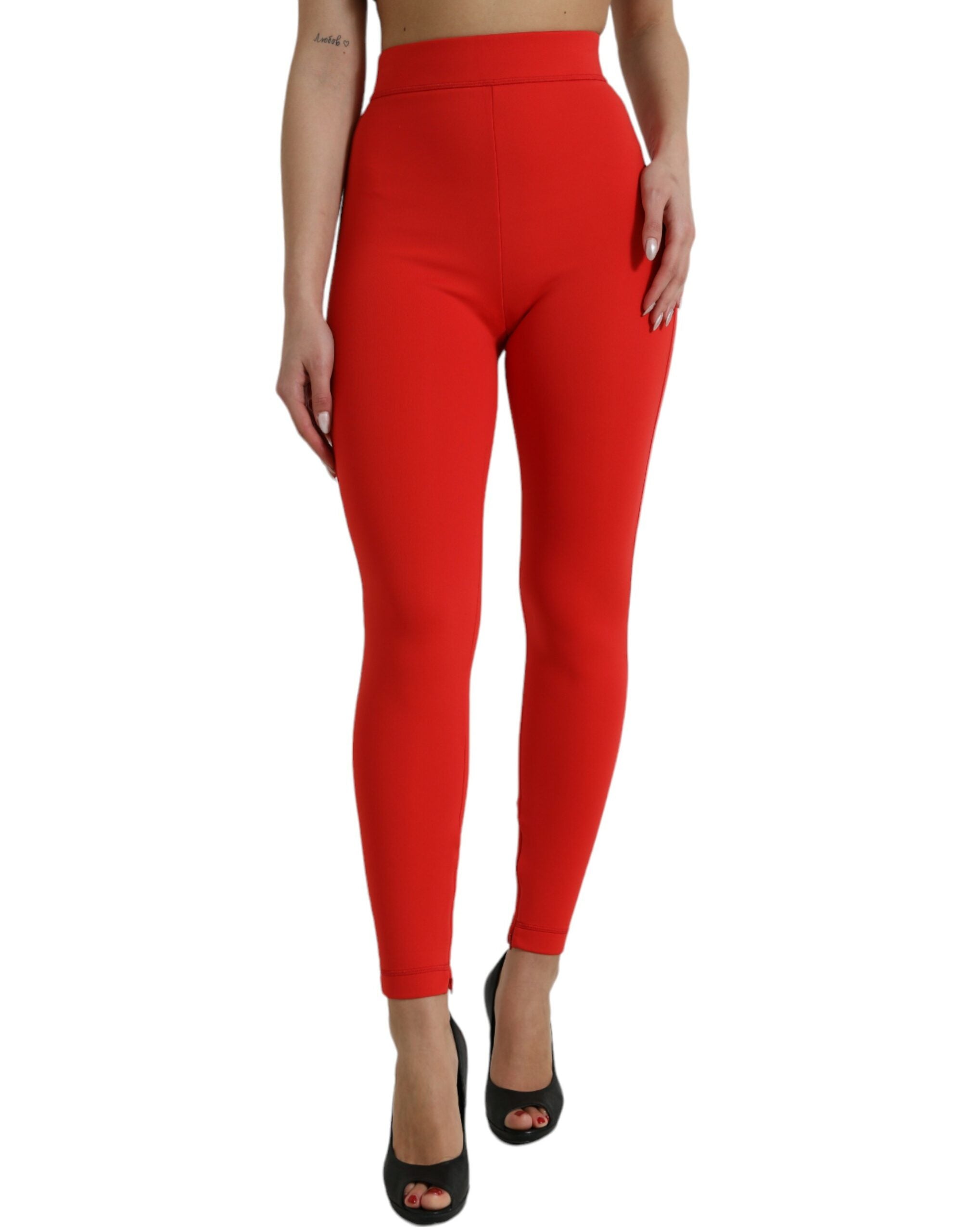 Dolce & Gabbana Red Nylon Stretch Slim Leggings Pants -   -  Dolce & Gabbana.
