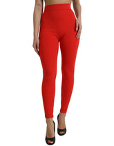 Dolce & Gabbana Red Nylon Stretch Slim Leggings Pants -   -  Dolce & Gabbana.