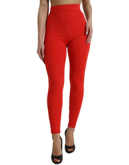 Dolce & Gabbana Red Nylon Stretch Slim Leggings Pants -   -  Dolce & Gabbana.