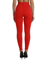 Dolce & Gabbana Red Nylon Stretch Slim Leggings Pants -   -  Dolce & Gabbana.
