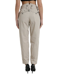 Dolce & Gabbana Beige Cotton High Waist Tapered Pants -   -  Dolce & Gabbana.