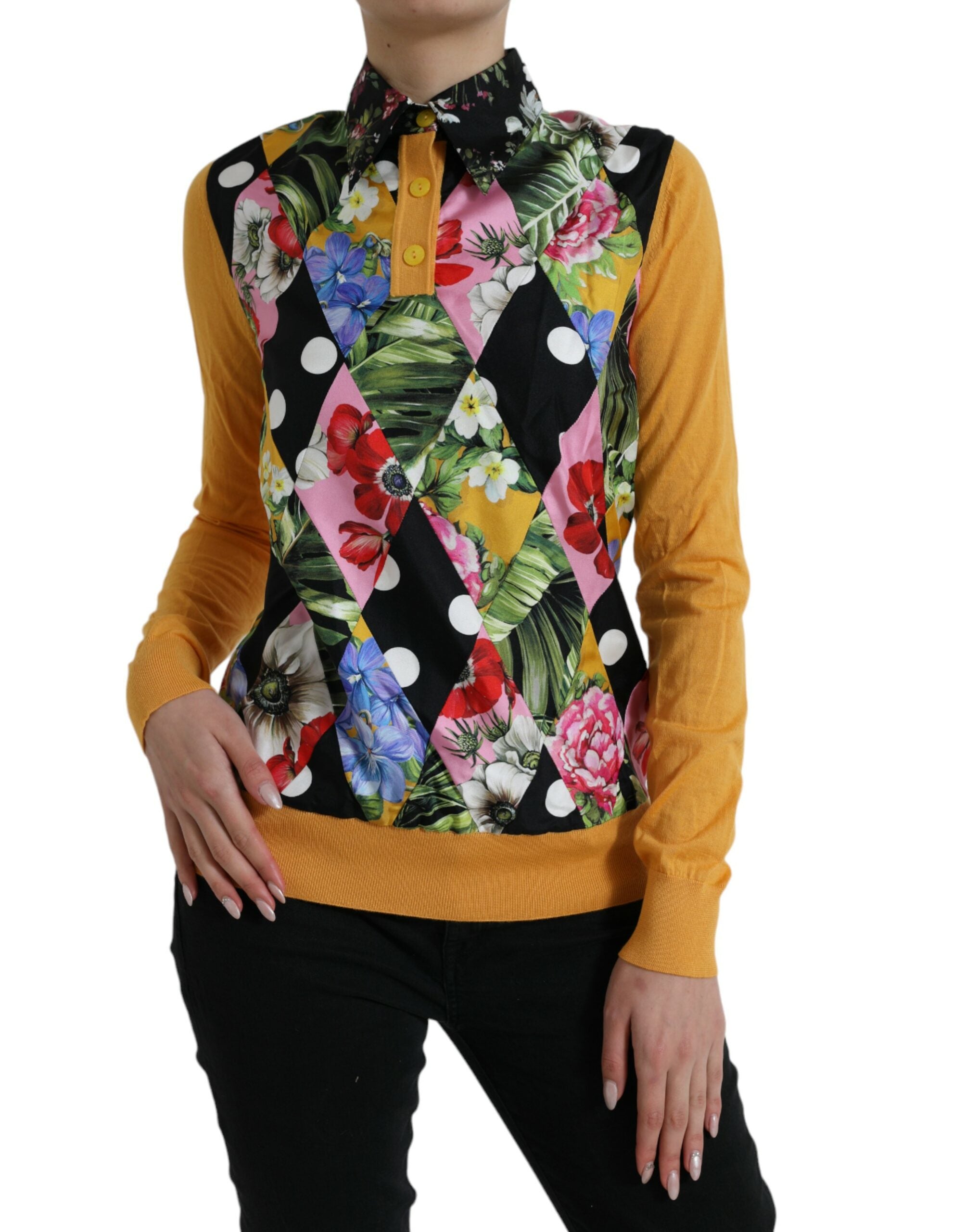 Dolce & Gabbana Multicolor Patchwork Cashmere Henley Sweater -   -  Dolce & Gabbana. Dolce & Gabbana Multicolor Patchwork Cashmere Henley Sweater -   -  Dolce & Gabbana.