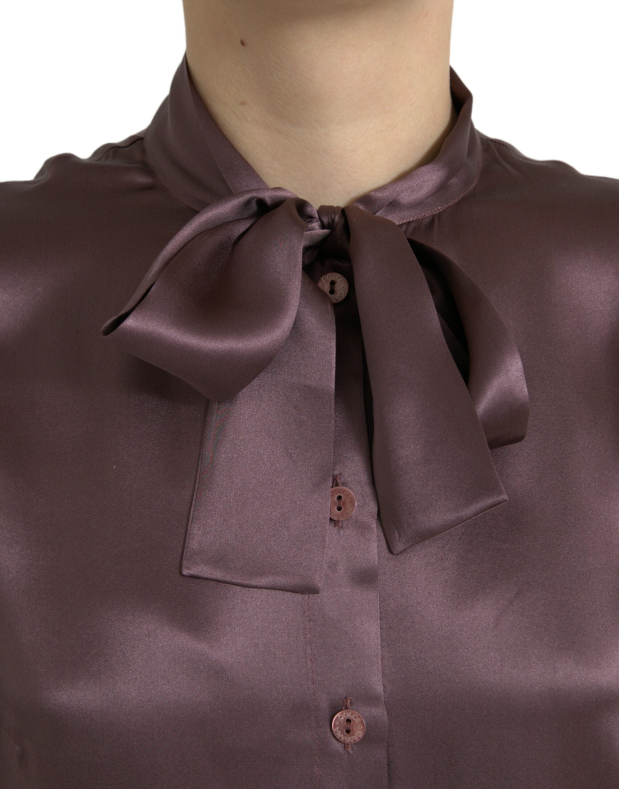 Dolce & Gabbana Brown Silk Ascot Collar Long Sleeve Blouse Top -   -  Dolce & Gabbana. Dolce & Gabbana Brown Silk Ascot Collar Long Sleeve Blouse Top -   -  Dolce & Gabbana.