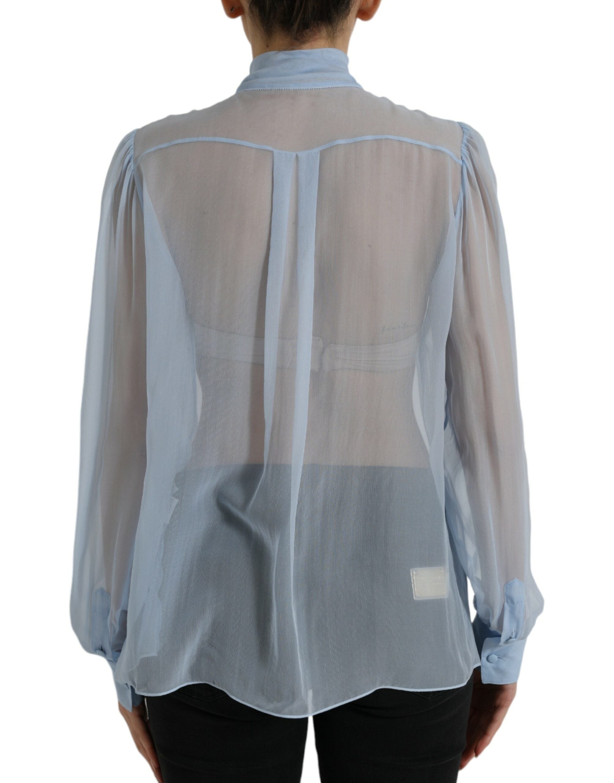 Dolce & Gabbana Blue Long Sleeves Ascot Collar Blouse Top -   -  Dolce & Gabbana. Dolce & Gabbana Blue Long Sleeves Ascot Collar Blouse Top -   -  Dolce & Gabbana.
