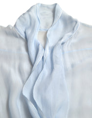 Dolce & Gabbana Blue Long Sleeves Ascot Collar Blouse Top -   -  Dolce & Gabbana.