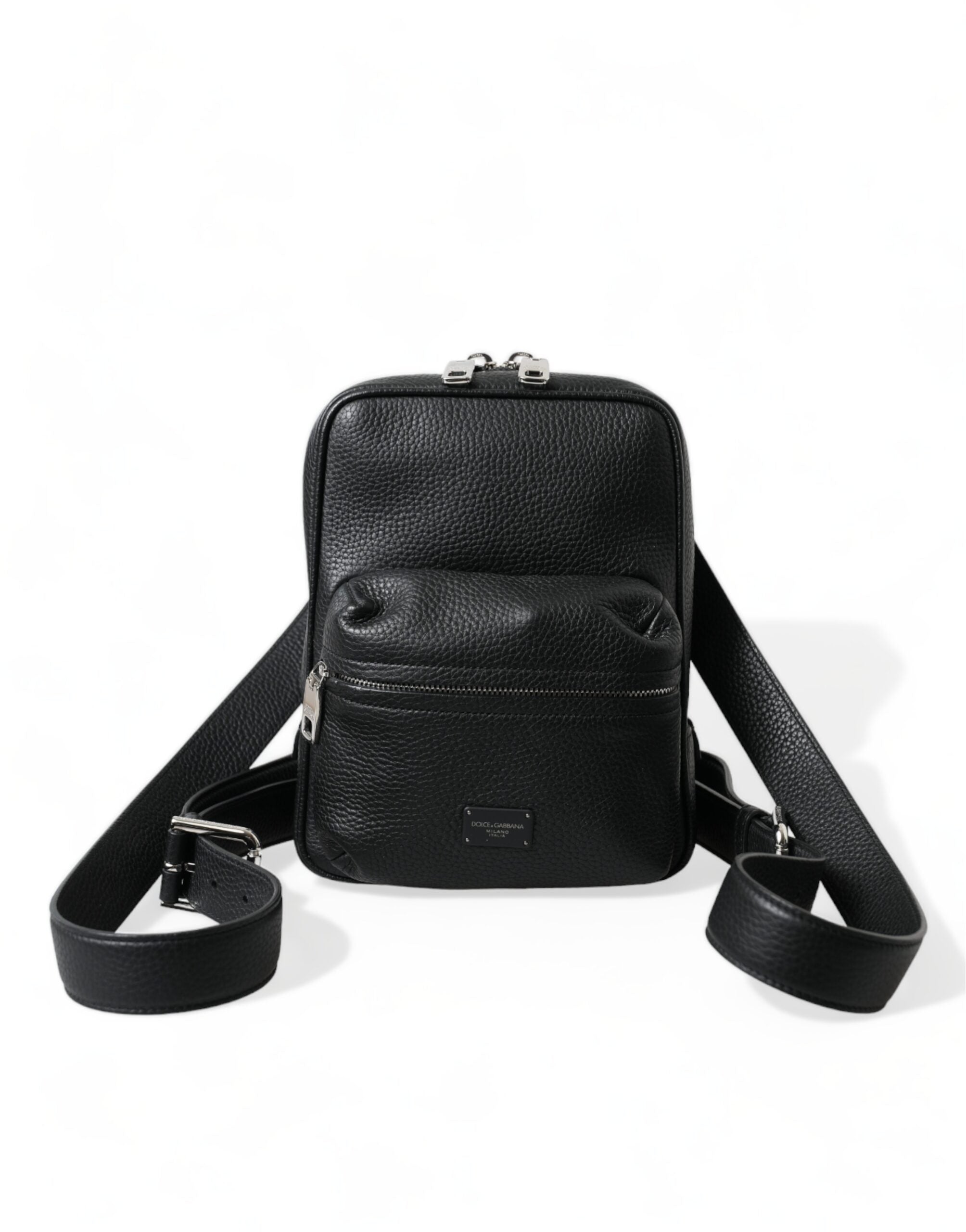 Dolce & Gabbana Black Calfskin Leather Logo Palermo Backpack Bag -   -  Dolce & Gabbana.