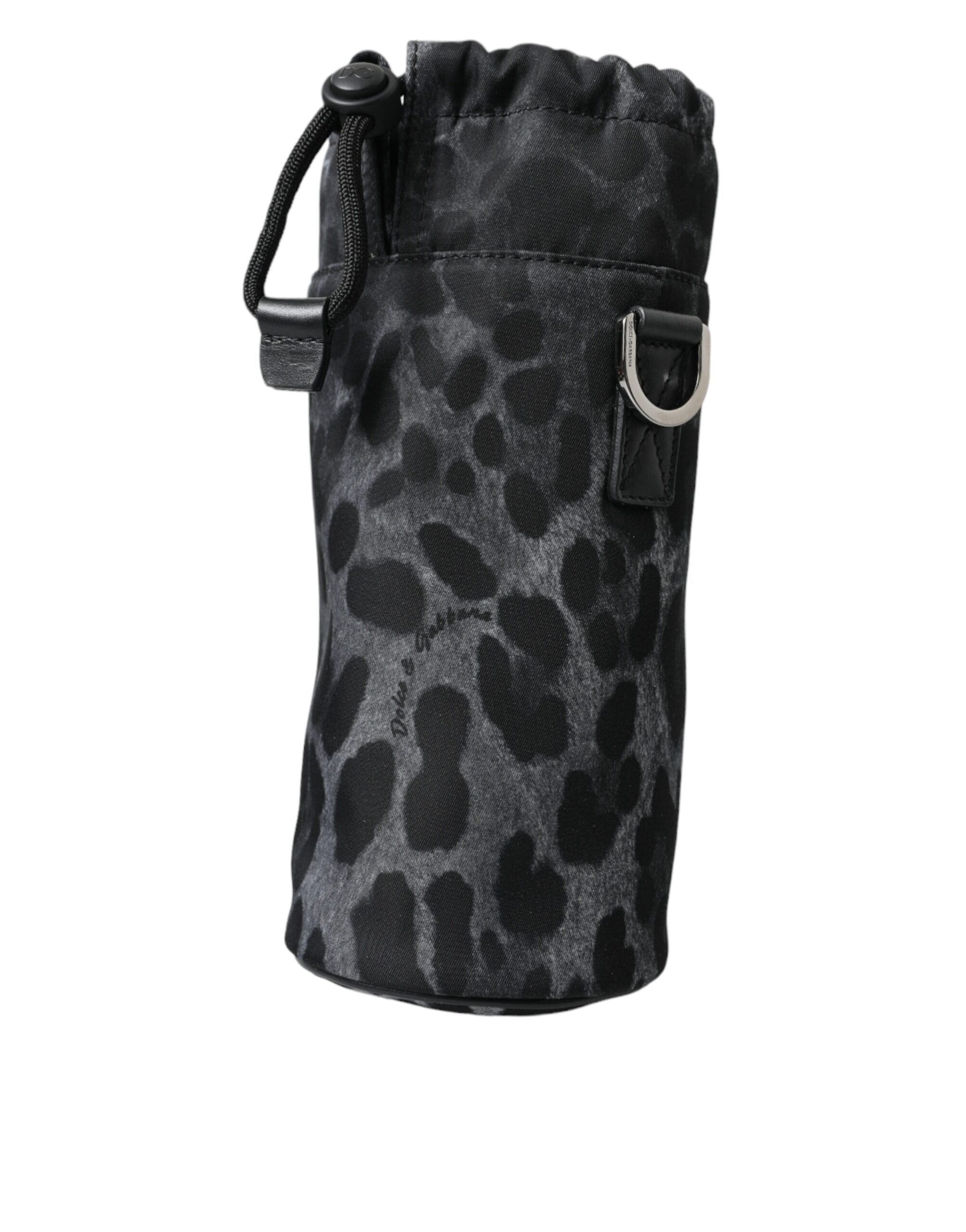 Dolce & Gabbana Black Leopard Round Slim Tote Bottle Cage Bag -  Tote Bag for Men -  Dolce & Gabbana.