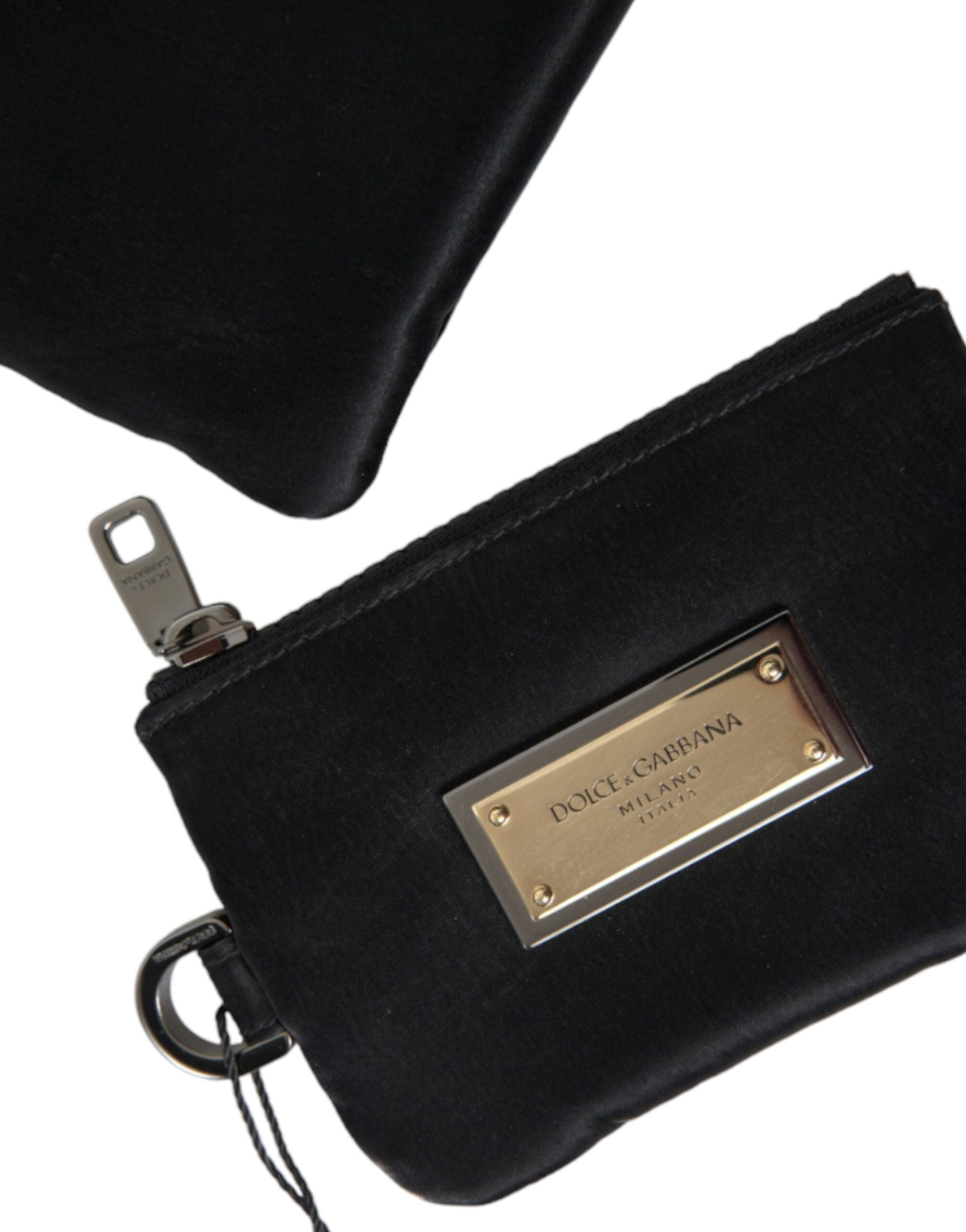 Dolce & Gabbana Black Nylon Logo Plaque Keyring Pouch Clutch Bag -   -  Dolce & Gabbana. Dolce & Gabbana Black Nylon Logo Plaque Keyring Pouch Clutch Bag -   -  Dolce & Gabbana.