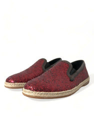 Dolce & Gabbana Red Sequined Loafers Slippers Men Shoes -   -  Dolce & Gabbana.