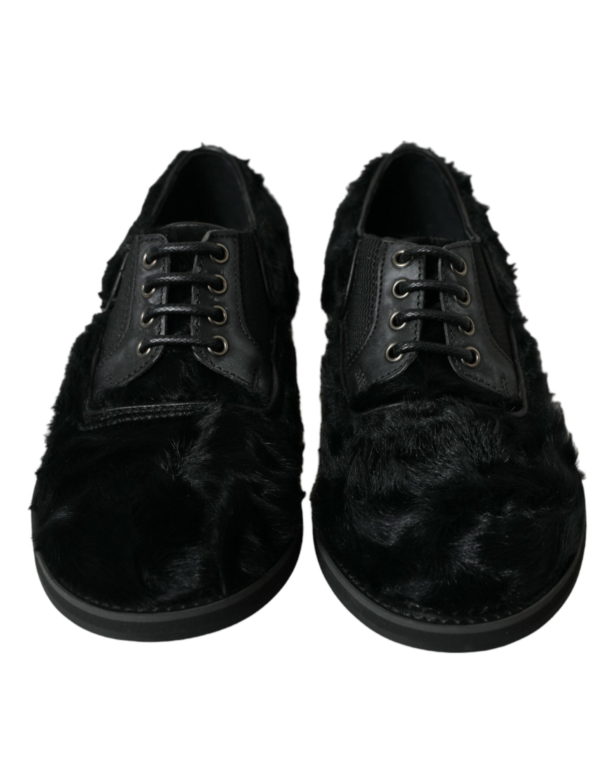 Dolce & Gabbana Black Fur Leather Lace Up Derby Dress Shoes -   -  Dolce & Gabbana. Dolce & Gabbana Black Fur Leather Lace Up Derby Dress Shoes -   -  Dolce & Gabbana.