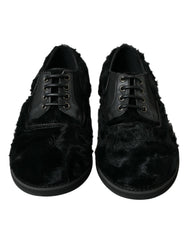 Dolce & Gabbana Black Fur Leather Lace Up Derby Dress Shoes -   -  Dolce & Gabbana.