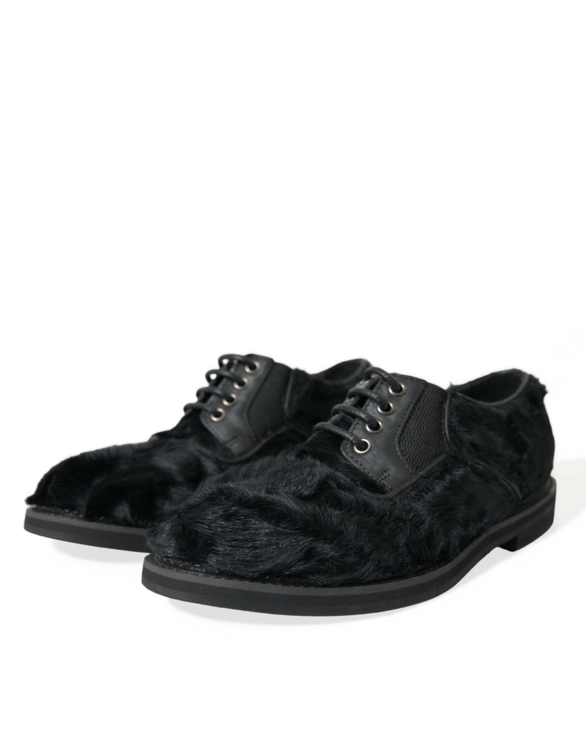 Dolce & Gabbana Black Fur Leather Lace Up Derby Dress Shoes -   -  Dolce & Gabbana. Dolce & Gabbana Black Fur Leather Lace Up Derby Dress Shoes -   -  Dolce & Gabbana.