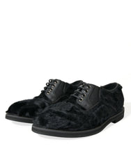 Dolce & Gabbana Black Fur Leather Lace Up Derby Dress Shoes -   -  Dolce & Gabbana.
