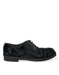 Dolce & Gabbana Black Fur Leather Lace Up Derby Dress Shoes -   -  Dolce & Gabbana.