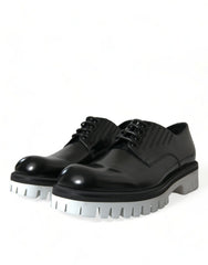 Dolce & Gabbana Black White Leather Lace Up Derby Dress Shoes -   -  Dolce & Gabbana.