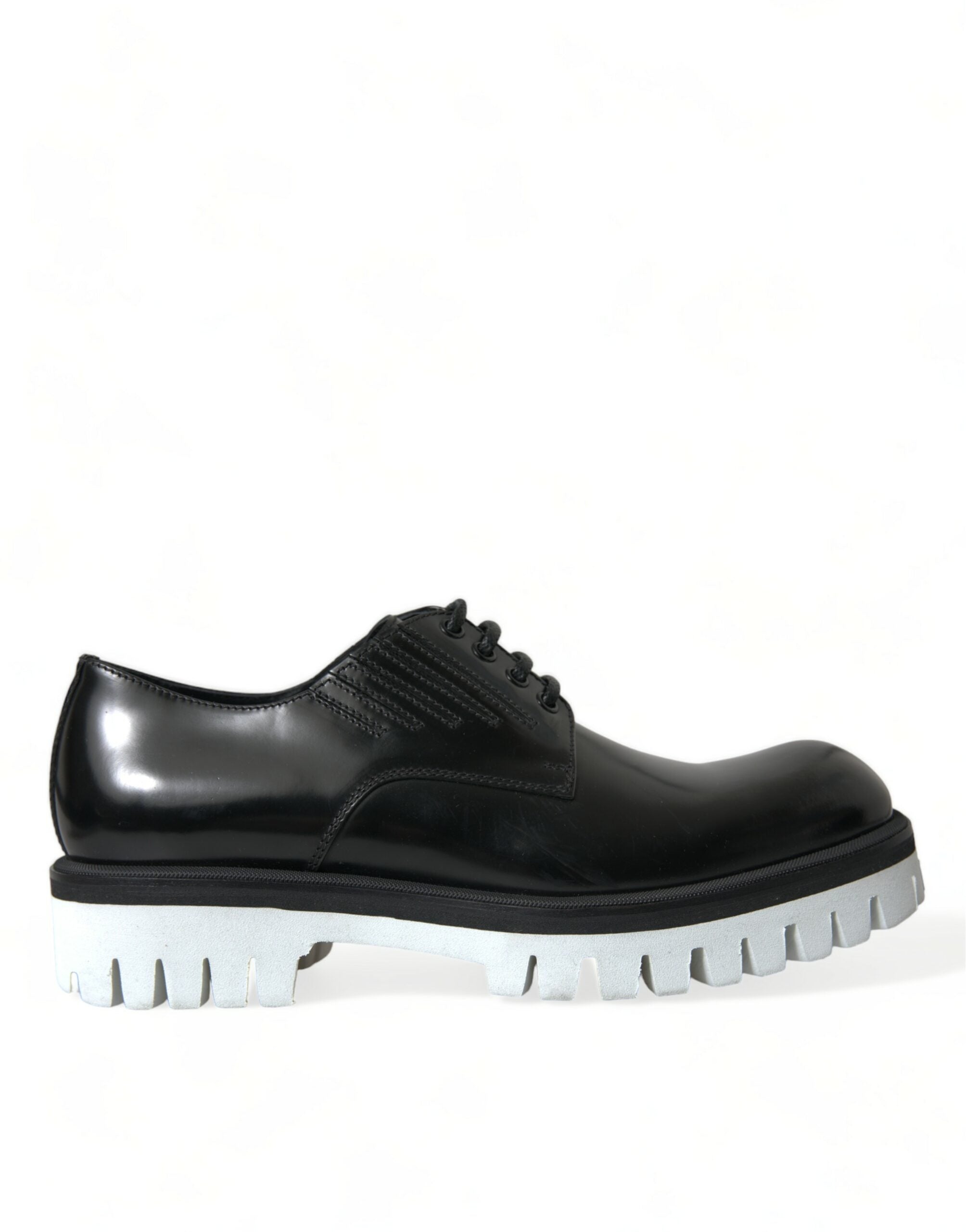 Dolce & Gabbana Black White Leather Lace Up Derby Dress Shoes -   -  Dolce & Gabbana.
