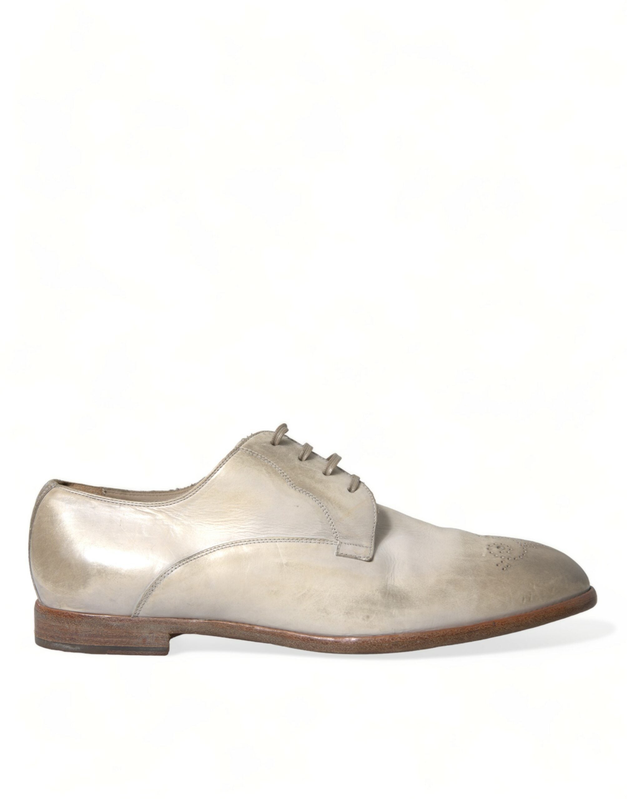 Dolce & Gabbana White Distressed Leather Derby Dress Shoes -   -  Dolce & Gabbana.