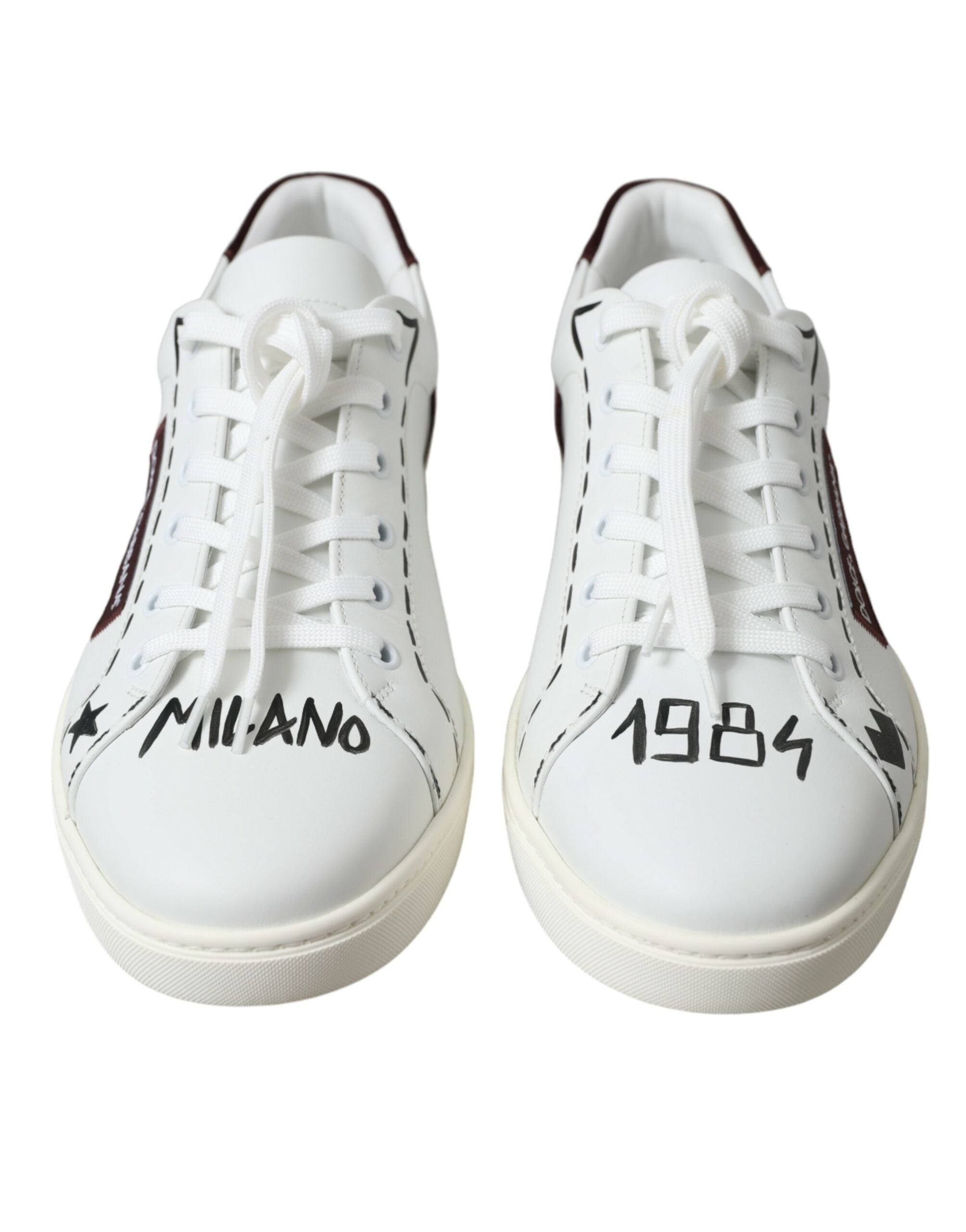 Dolce & Gabbana White Bordeaux Leather Logo Low Top Sneakers Shoes -   -  Dolce & Gabbana. Dolce & Gabbana White Bordeaux Leather Logo Low Top Sneakers Shoes -   -  Dolce & Gabbana.