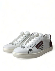 Dolce & Gabbana White Bordeaux Leather Logo Low Top Sneakers Shoes -   -  Dolce & Gabbana.