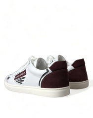 Dolce & Gabbana White Bordeaux Leather Logo Low Top Sneakers Shoes -   -  Dolce & Gabbana.