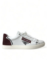Dolce & Gabbana White Bordeaux Leather Logo Low Top Sneakers Shoes -   -  Dolce & Gabbana.