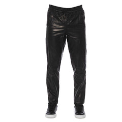 Trussardi Black Lamb Leather Men Trousers -   -  Trussardi.