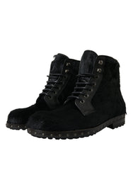 Dolce & Gabbana Black Pony Style Leather Mid Calf Boots Shoes -   -  Dolce & Gabbana.