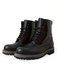Dolce & Gabbana Black Leather Military Combat Boots Shoes -   -  Dolce & Gabbana.